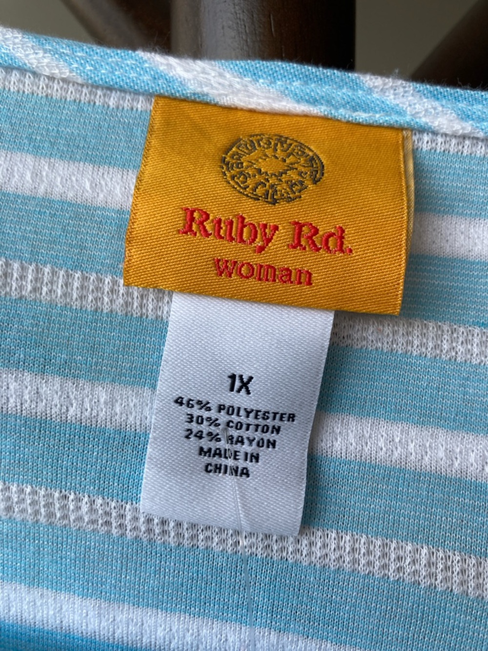 Ruby Rd stripes pattern top with metallic design details size 1X - Picture 9 of 17